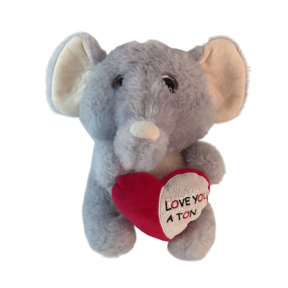 Walgreens Gray Elephant Plush 11" Love You A Ton Heart Valentine‎ Stuffed Animal